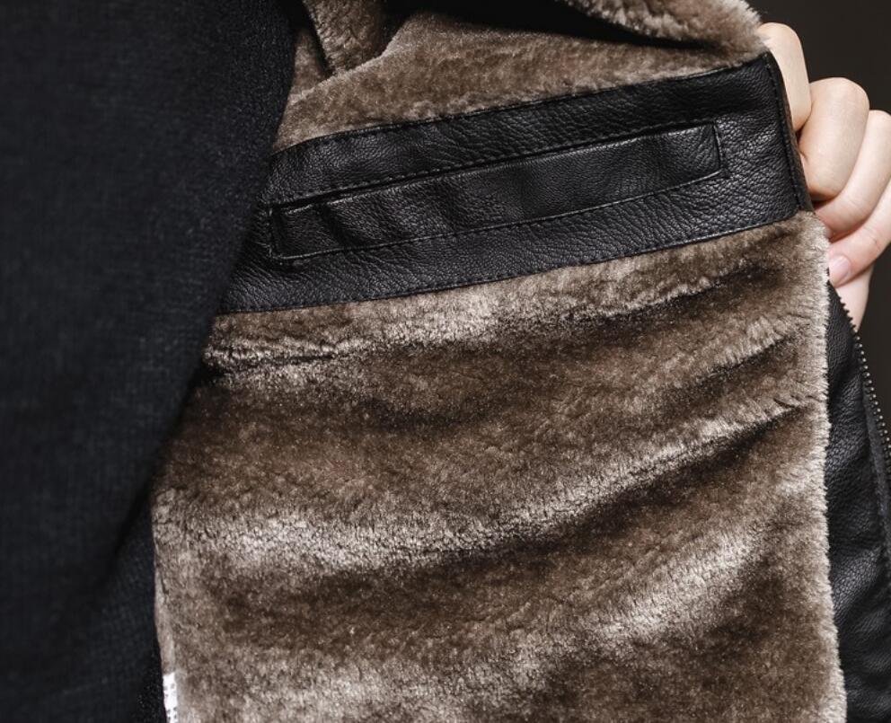 Shop Fashion Mens Winter Thick Black & Brown Faux Fur and Real Leather Jacket