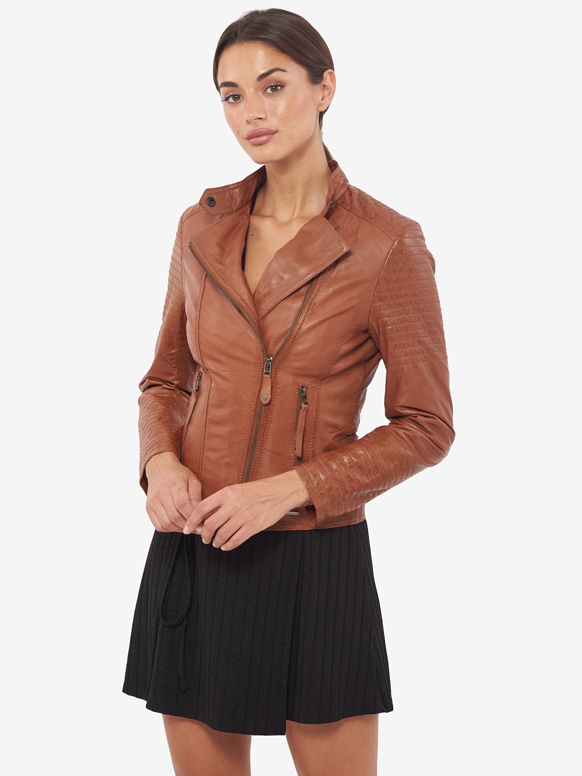 Shop Women Brown Biker Moto Leather Jacket