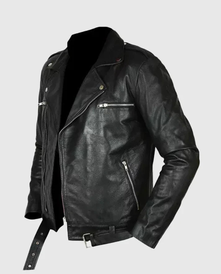 Shop Negan Walking Dead Black Biker Leather Jacket