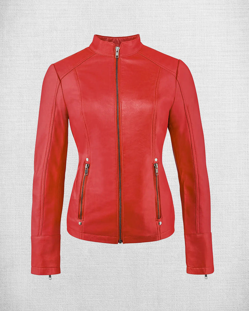 Shop Stylish Red Leather Jacket Women Biker Jacket