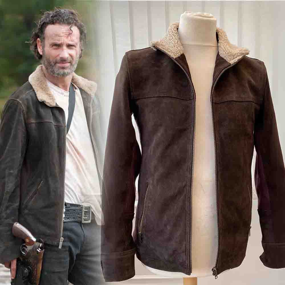 he walking dead suede leather jacket