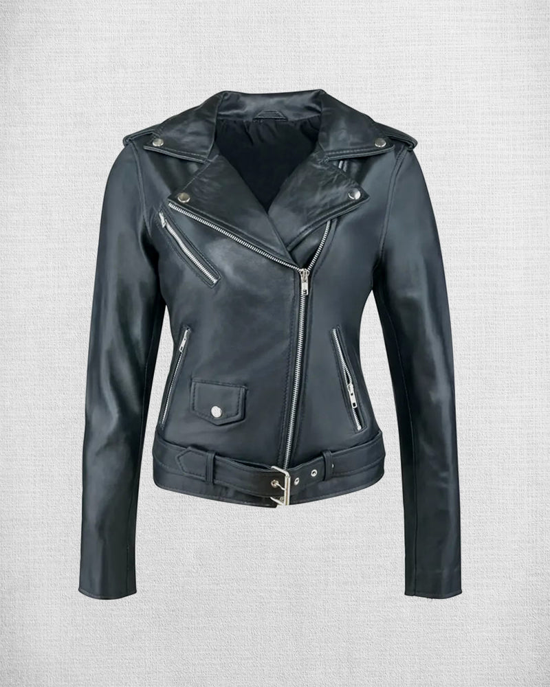 Shop Stylish Black Leather Biker Jacket For Women
