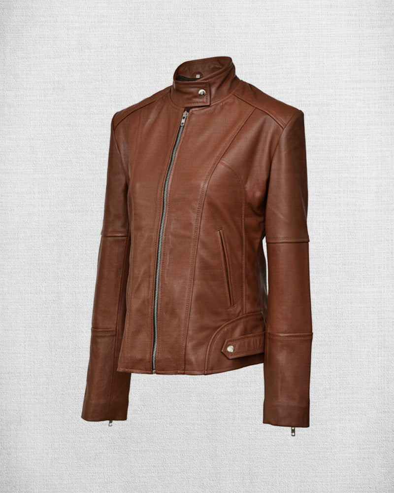Shop Stylish Brown Leather Biker Jacket