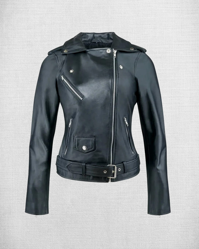 Shop Stylish Black Leather Biker Jacket For Women