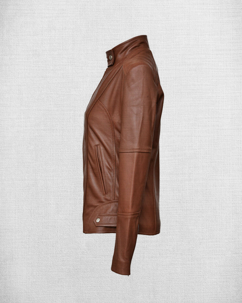 Shop Stylish Brown Leather Biker Jacket