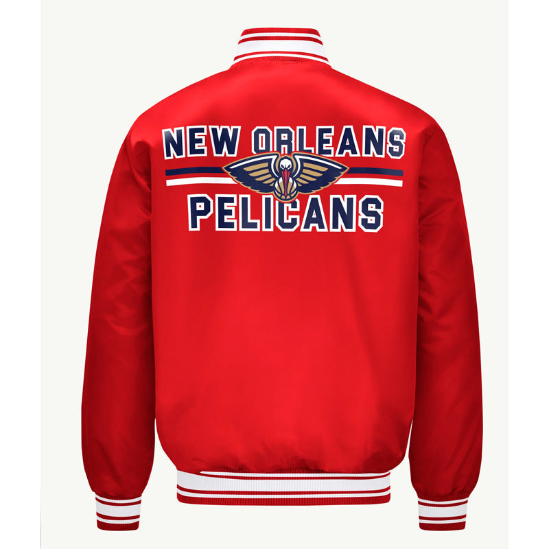 New Orlean Pelicans Mesh Look Varsity Satin Jacket