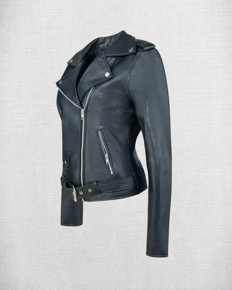 Shop Stylish Black Leather Biker Jacket For Women