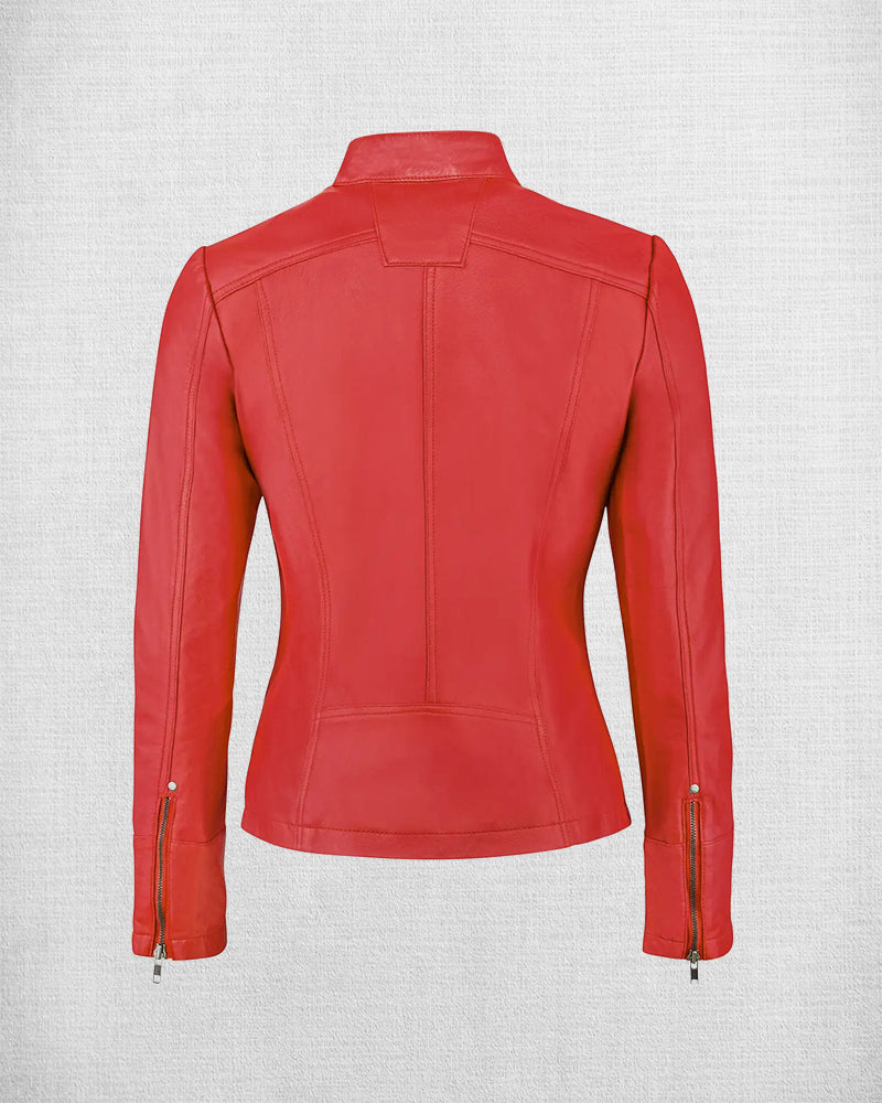 Shop Stylish Red Leather Jacket Women Biker Jacket