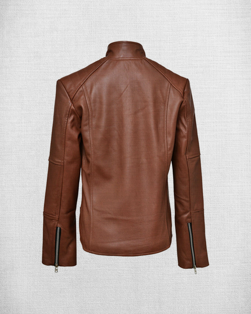 Shop Stylish Brown Leather Biker Jacket