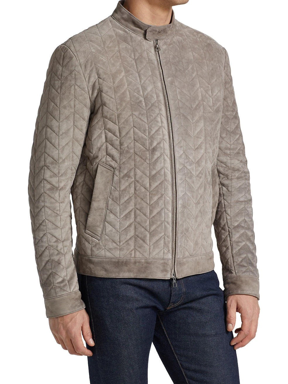 Shop Padded Real Suede Biker Leather Jacket
