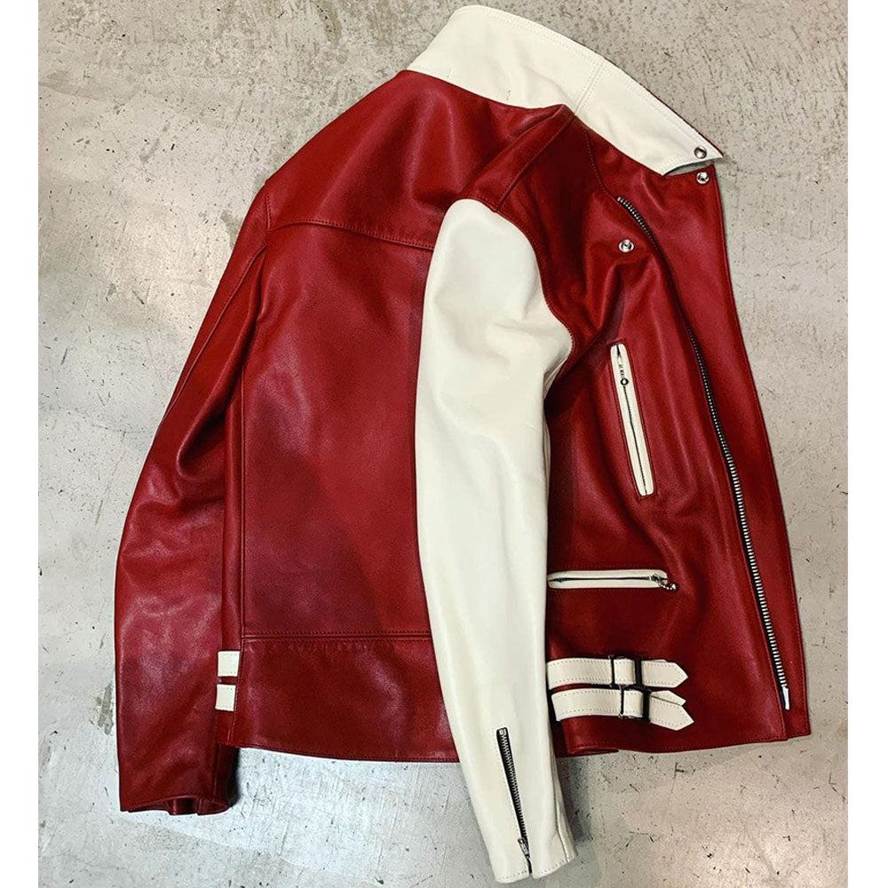 Shop Elegant Red Leather Jacket For Women