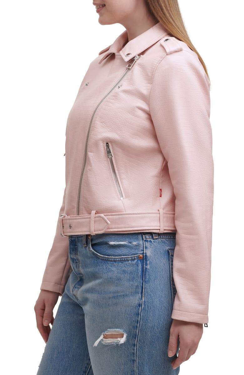 Shop Water Repellent Leather Fashion Belted Moto Jacket