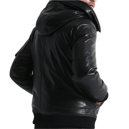Shop Genuine Sheepskin Leather Jacket For Men Goose Down Winter Coat Warm &amp; Thick Outwear by tjs