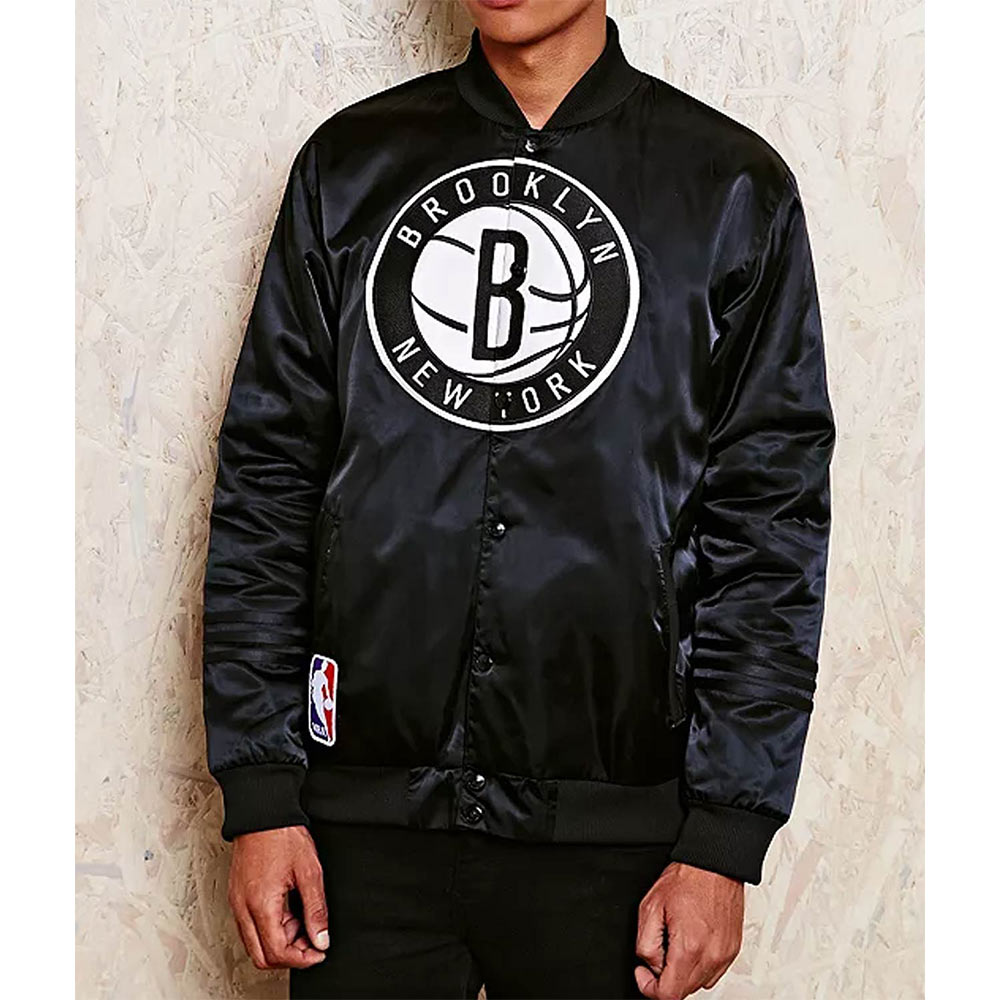 Shop NBA Brooklyn Nets Black Satin Jacket
