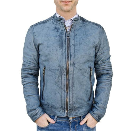 Shop Men's Decant Biker Jacket in Leather with Padded