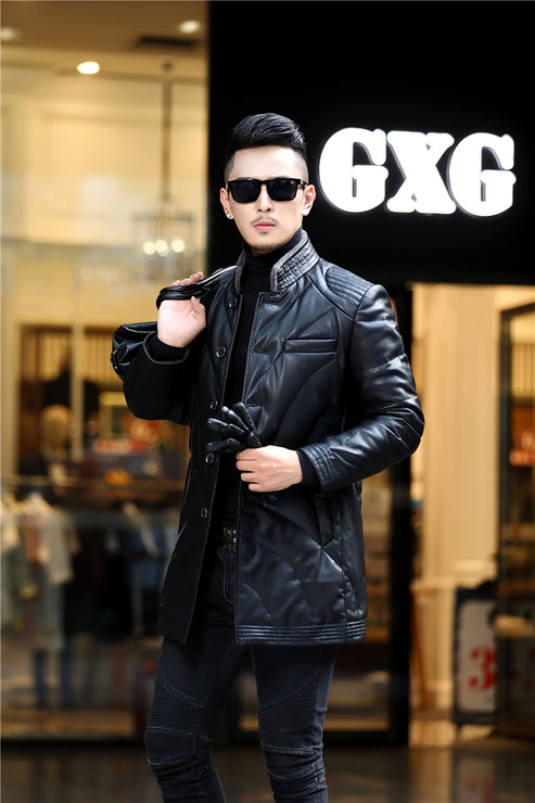 Shop Haining Men's Down Leather Coat