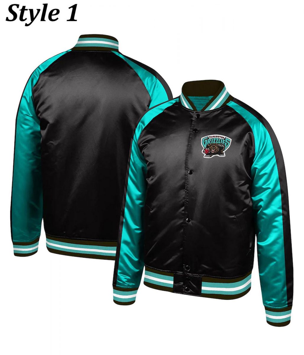 Vancouver Grizzlies Varsity Aqua Green and Black Jacket