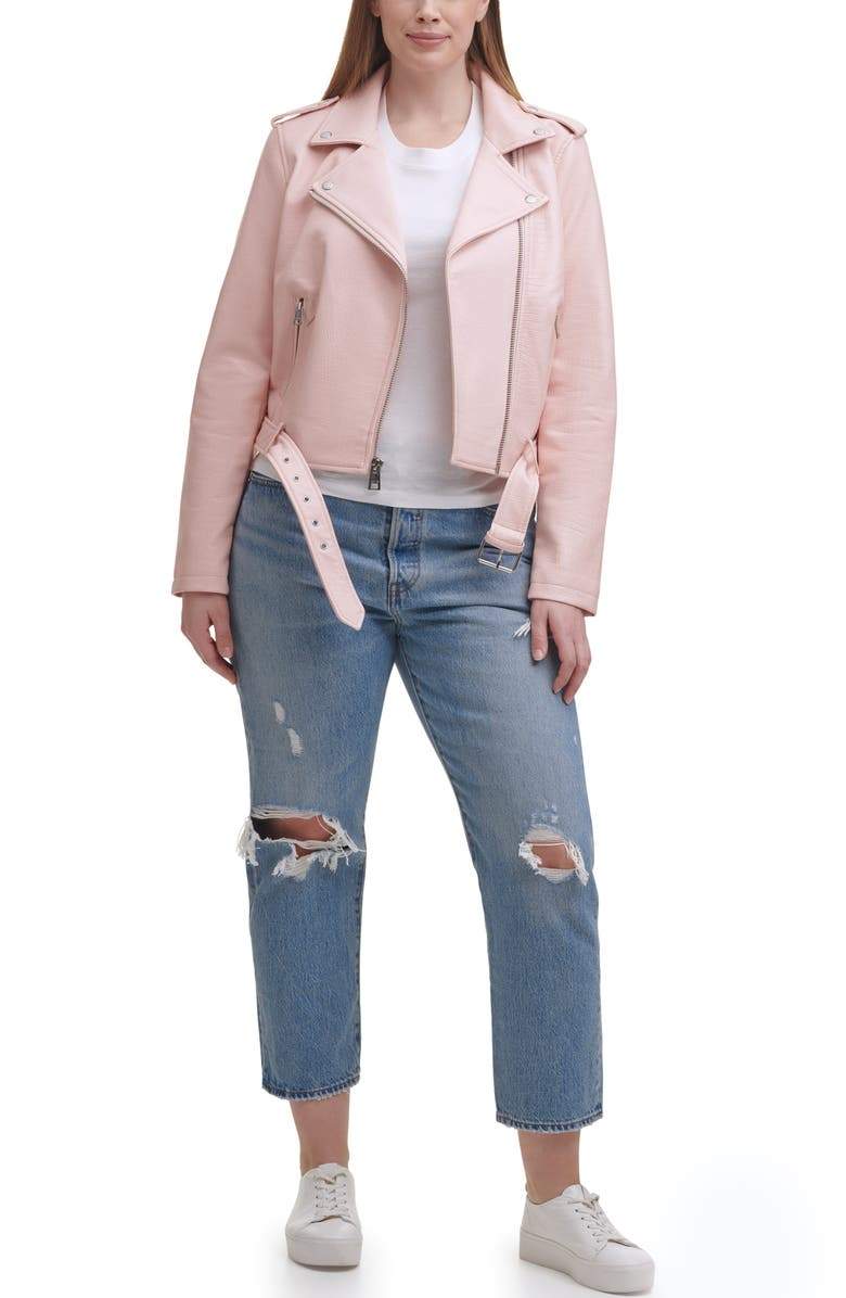 Shop Women Belted Moto Biker Jacket Water Repellent