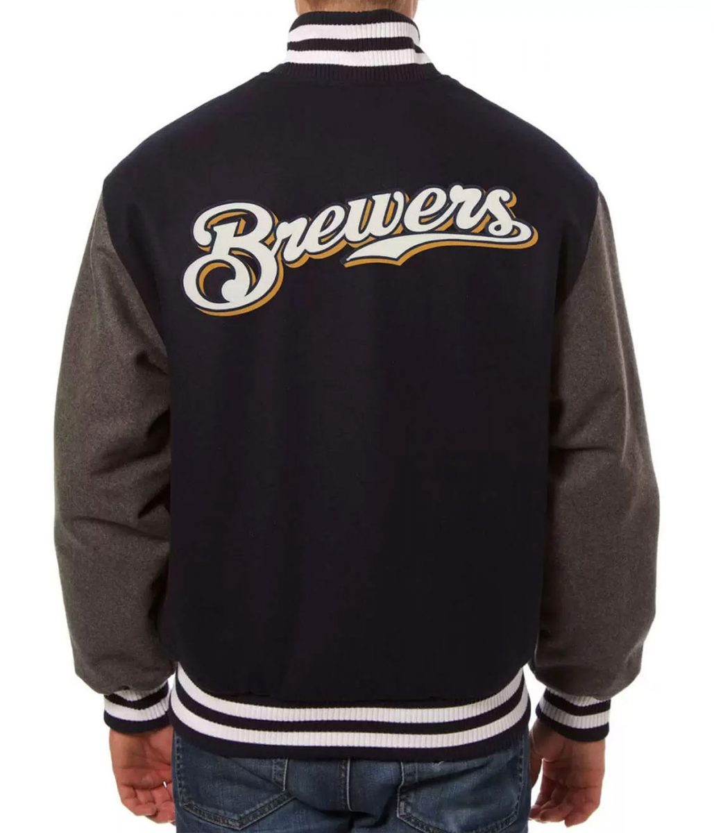 Milwaukee Brewers Varsity Black Gray Two Tone Jacket