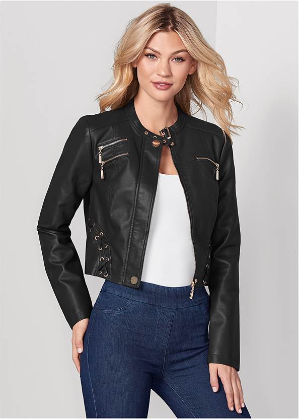 Shop Real Leather Lace-Up Jacket