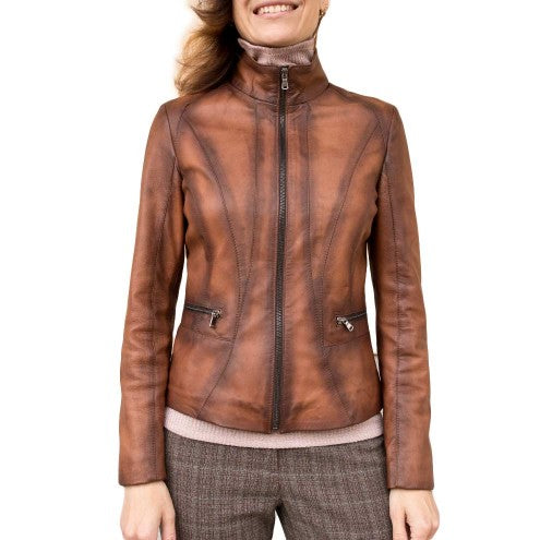 Shop Elegant Brown Moto Jacket for Women's