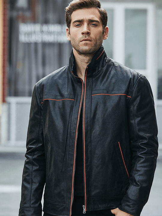 Shop Men's Casual Vintage Style Black Leather Jacket