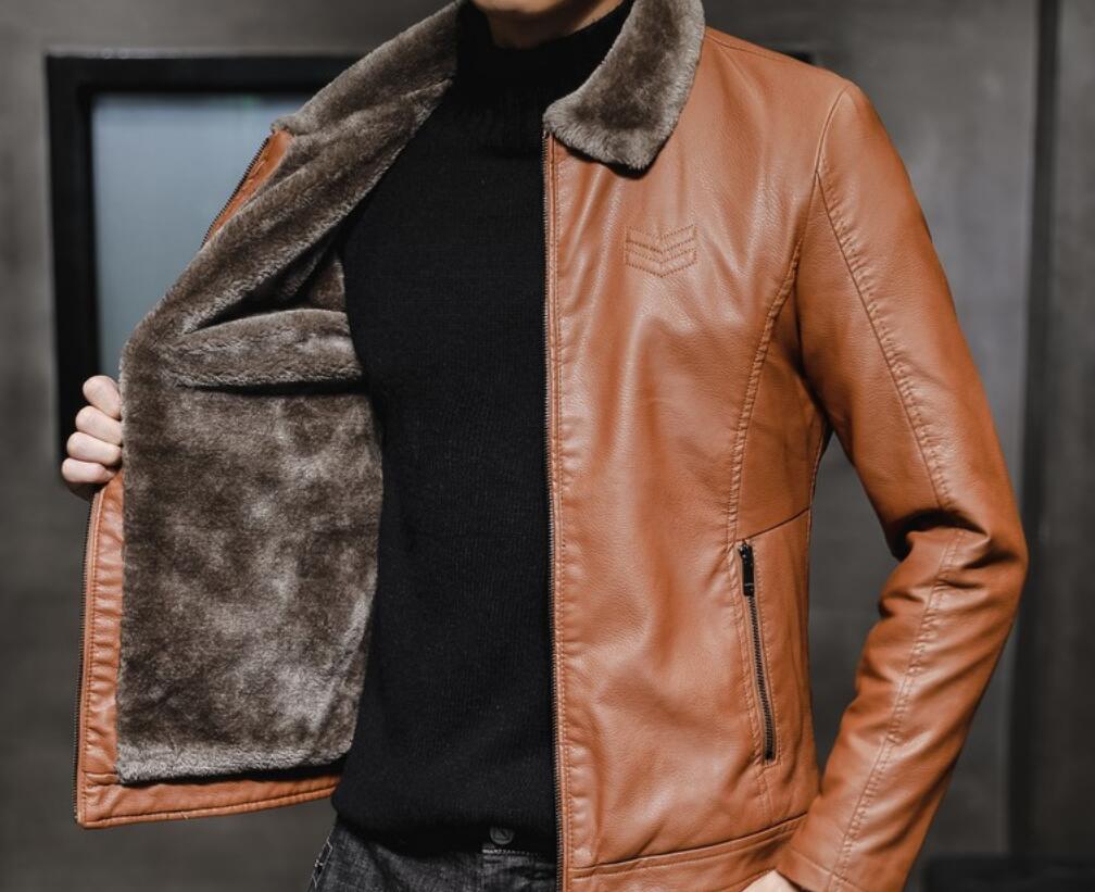Shop Fashion Mens Winter Thick Black &amp; Brown Faux Fur and Real Leather Jacket