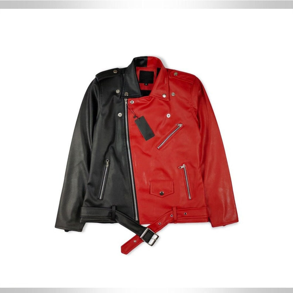 Shop Two Tones Black and Red Custom Leather Jacket