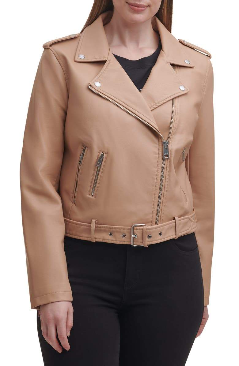 Shop Women Belted Moto Biker Jacket Water Repellent