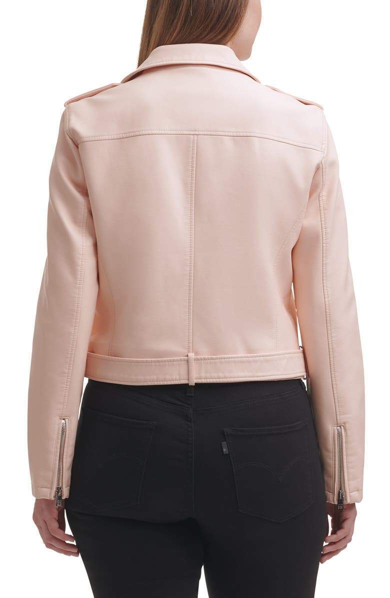 Shop Water Repellent Leather Fashion Belted Moto Jacket