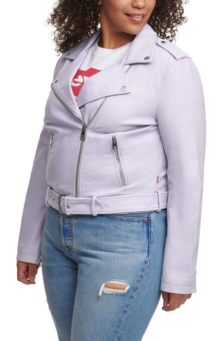 Shop Water Repellent Leather Fashion Belted Moto Jacket