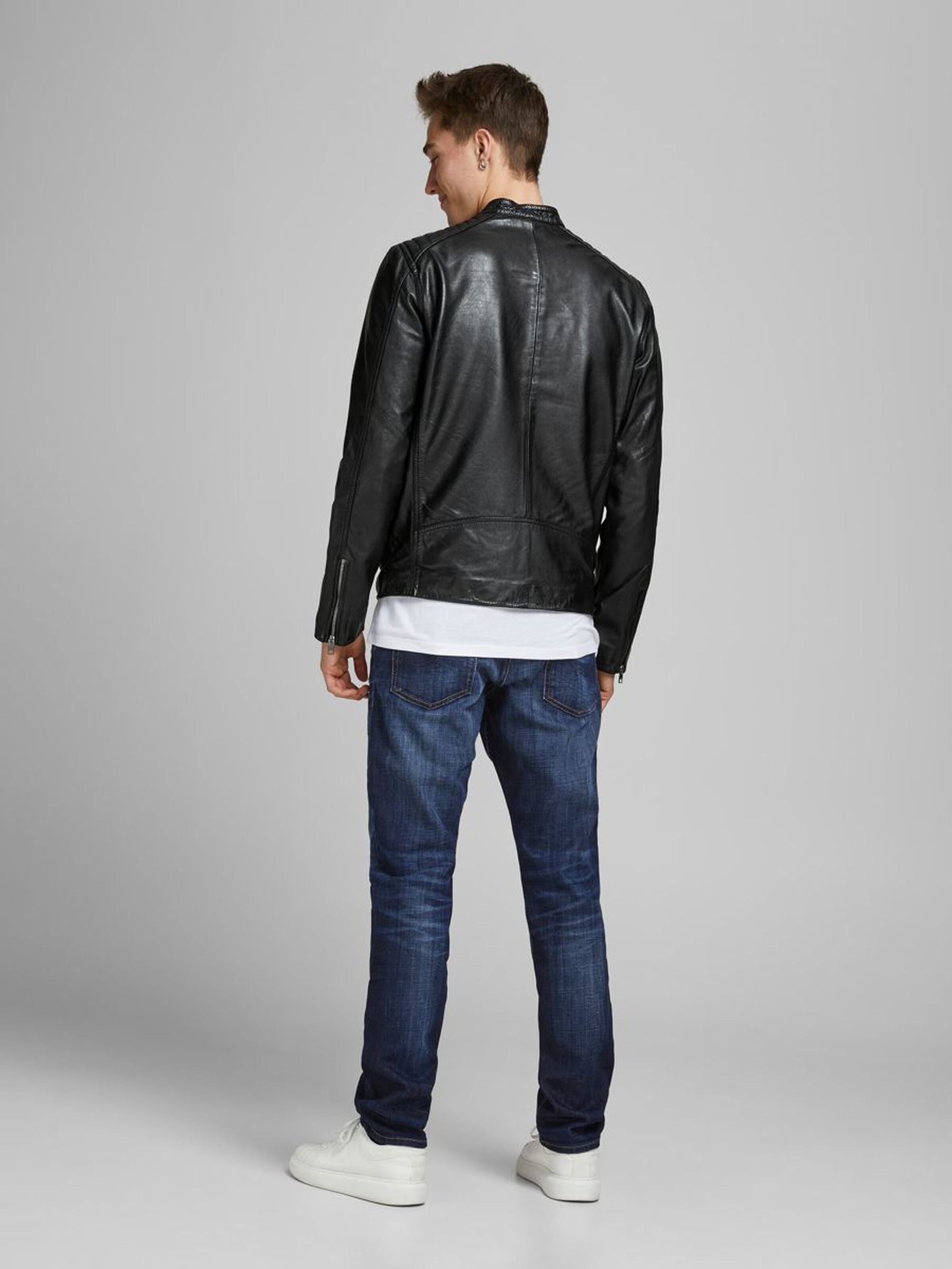 Shop Men's Classic Bomber Style Black Leather Jacket