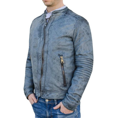 Shop Men's Decant Biker Jacket in Leather with Padded