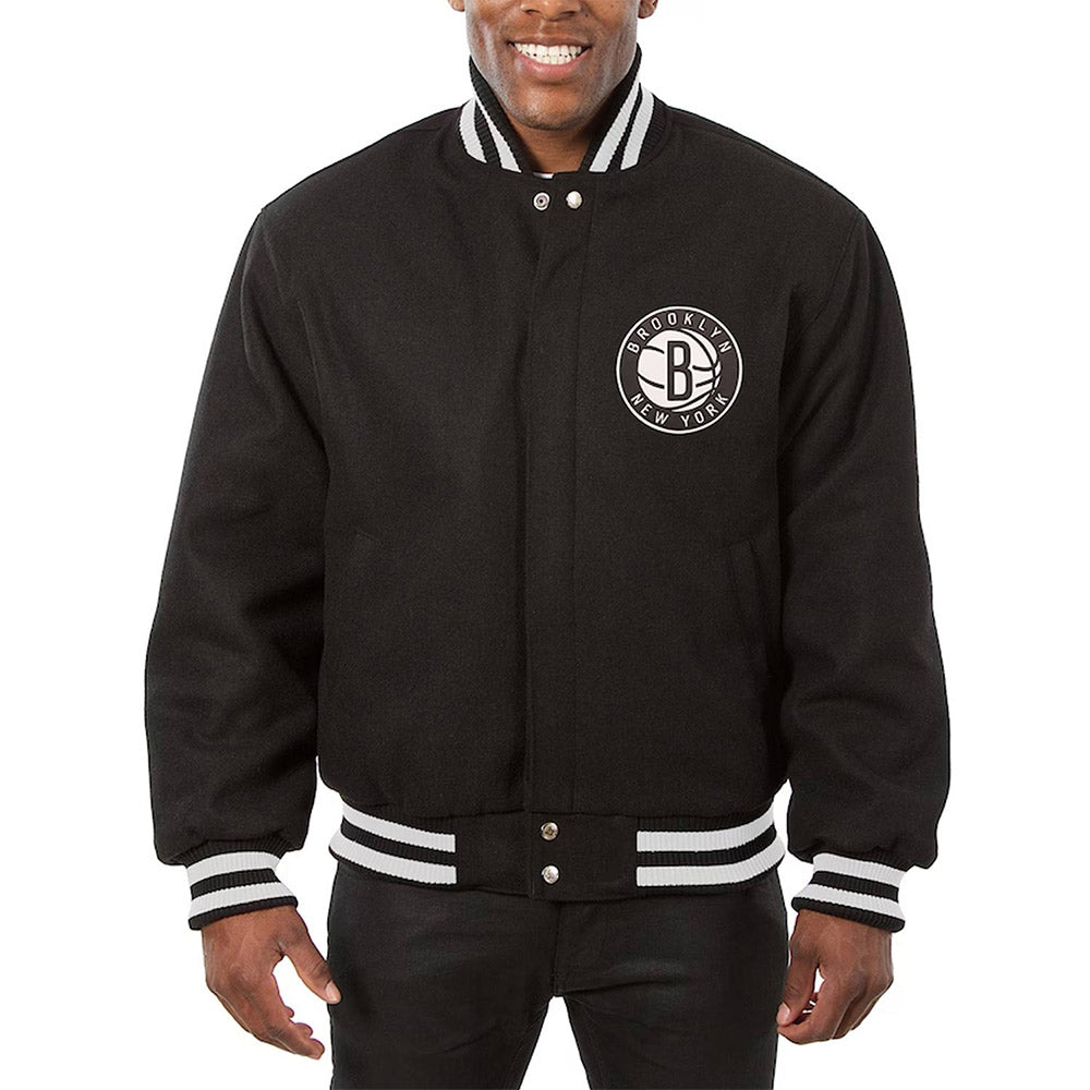 Shop Brooklyn Nets Black Varsity Wool Jacket