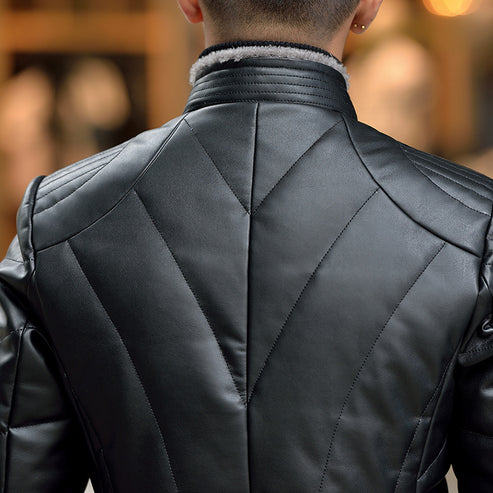 Shop Haining Men's Down Leather Coat