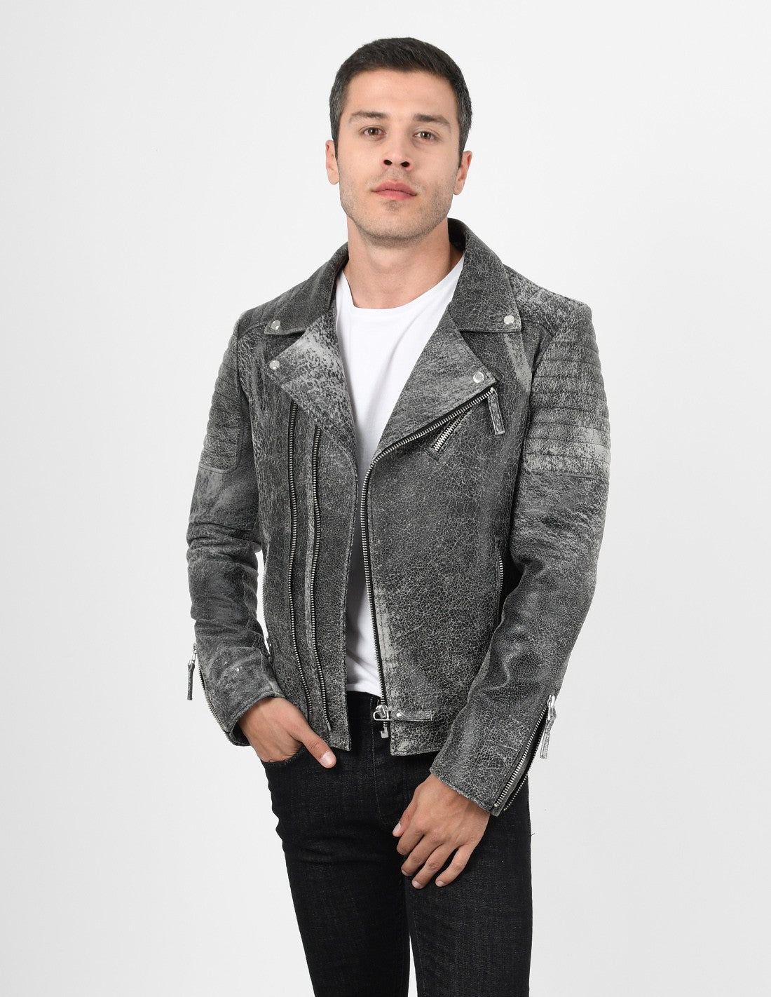 Shop Men's Biker Crackle Stylish Leather Jacket