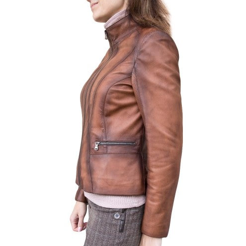 Shop Elegant Brown Moto Jacket for Women's
