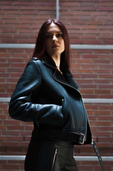 Shop Women's Faux Shearling Lined Leather Jacket