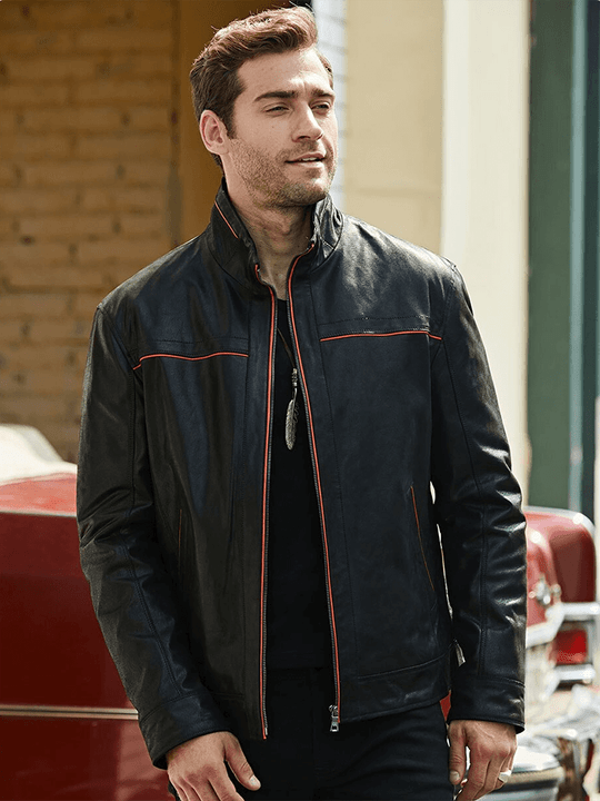 Shop Men's Casual Vintage Style Black Leather Jacket