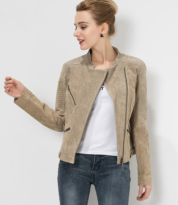 Shop Slim Fit Genuine Leather Jacket for Women