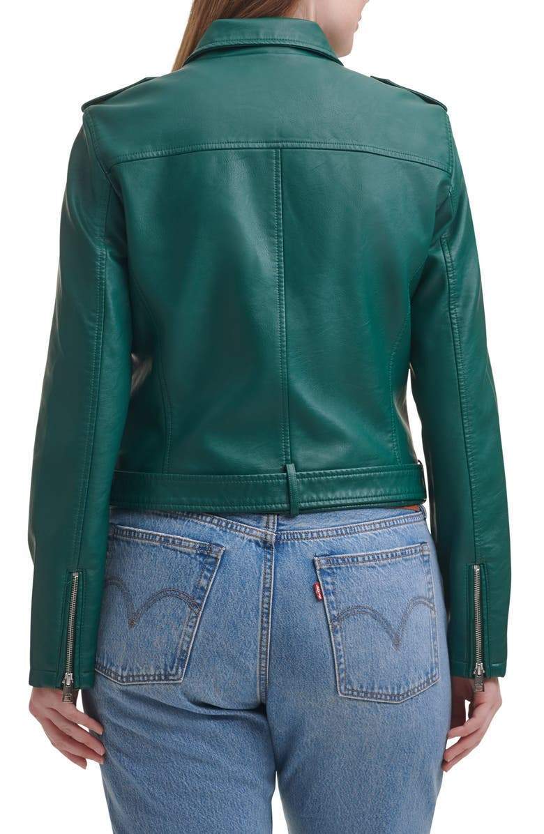 Shop Water Repellent Leather Fashion Belted Moto Jacket