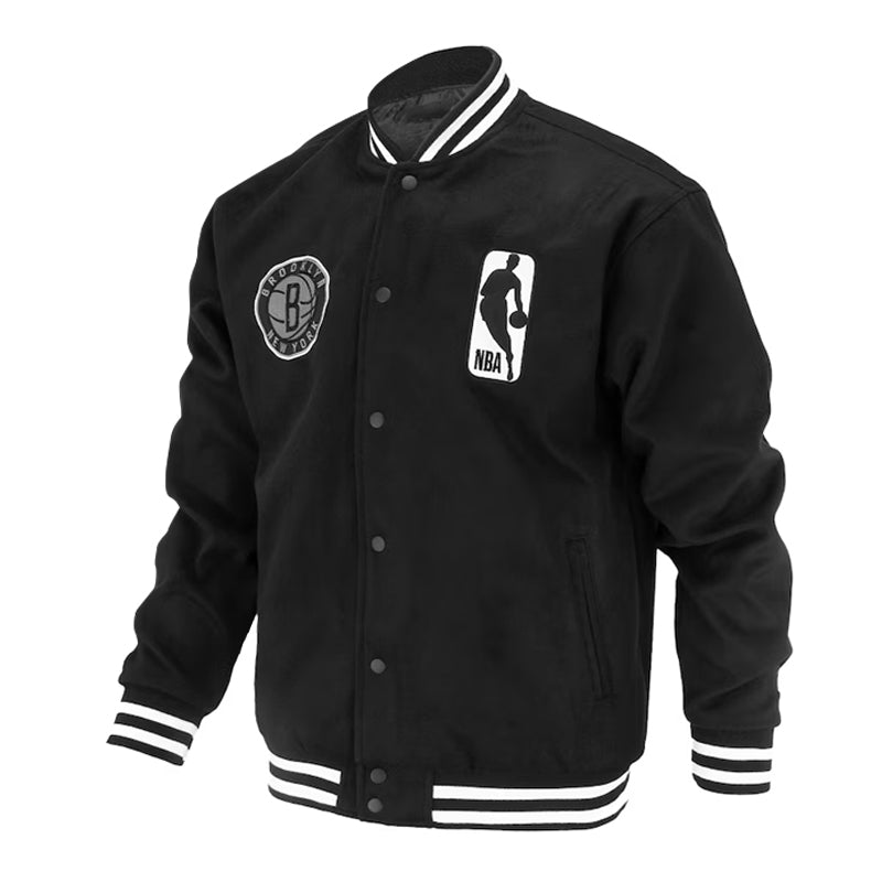 Shop Brooklyn Nets Logoman Shadow Black Varsity Jacket