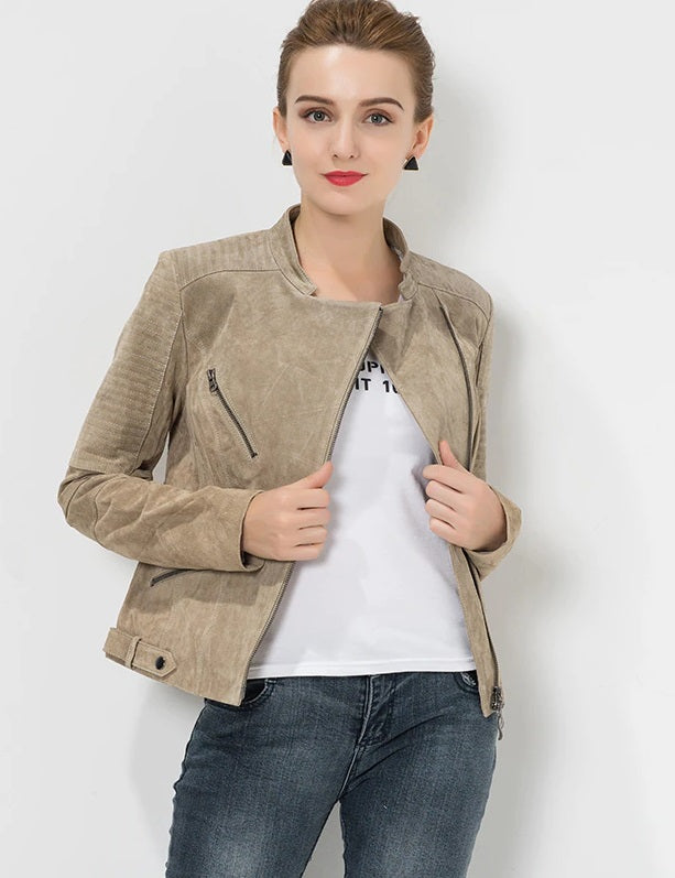 Shop Slim Fit Genuine Leather Jacket for Women