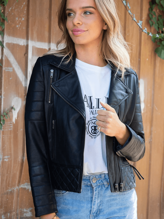 Shop Women Biker Genuine Leather Jacket
