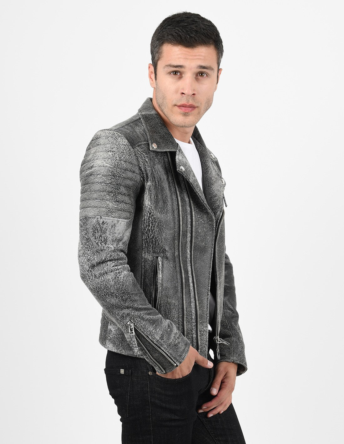 Shop Men's Biker Crackle Stylish Leather Jacket