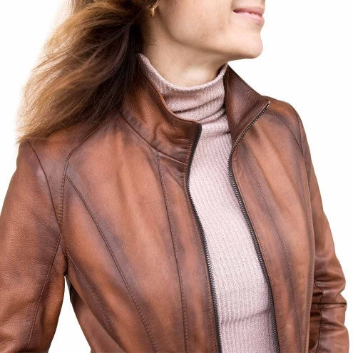 Shop Elegant Brown Moto Jacket for Women's