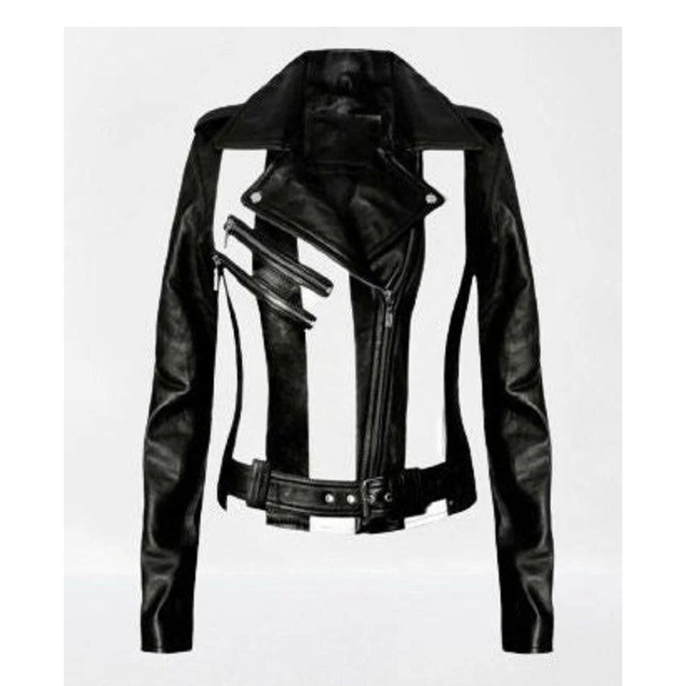 Shop Women's And Girl's White And Black Stylish Two Tone Biker Jacket
