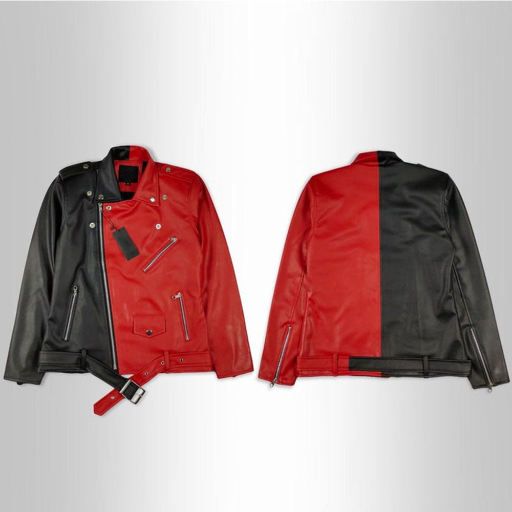 Shop Two Tones Black and Red Custom Leather Jacket