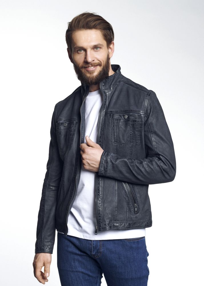 Used Look Leather Snuff type Short Style Jacket for Men's