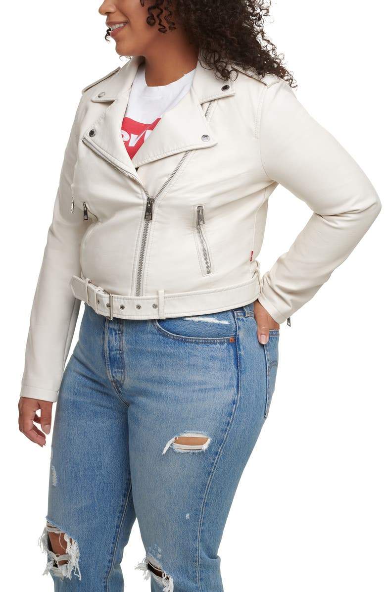 Shop Water Repellent Leather Fashion Belted Moto Jacket